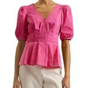 Ted Baker Pink Peplum Short Sleeve Blouse. Size 4